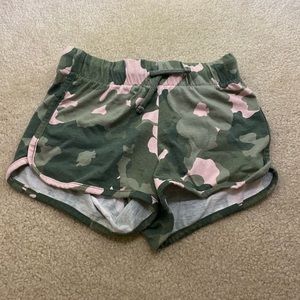 green and pink camo shorts